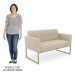 Sofá Namoradeira e 1 Poltrona Base Industrial Dourado Ana Suede Bege - Ibiza
