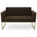 Sofá Namoradeira e 1 Poltrona Base Industrial Dourado Ana Suede Marrom - Ibiza