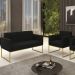 Sofá Namoradeira e 1 Poltrona Base Industrial Dourado Ana Suede Preto - Ibiza