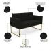 Sofá Namoradeira e 1 Poltrona Base Industrial Dourado Ana Suede Preto - Ibiza