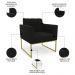 Sofá Namoradeira e 1 Poltrona Base Industrial Dourado Ana Suede Preto - Ibiza