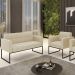 Sofá Namoradeira e 1 Poltrona Base Industrial Preto Ana Suede Bege - Ibiza