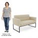 Sofá Namoradeira e 1 Poltrona Base Industrial Preto Ana Suede Bege - Ibiza