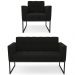Sofá Namoradeira e 1 Poltrona Base Industrial Preto Ana Suede Preto - Ibiza