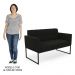 Sofá Namoradeira e 1 Poltrona Base Industrial Preto Ana Suede Preto - Ibiza