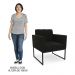 Sofá Namoradeira e 1 Poltrona Base Industrial Preto Ana Suede Preto - Ibiza