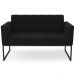 Sofá Namoradeira e 1 Poltrona Base Industrial Preto Ana Suede Preto - Ibiza