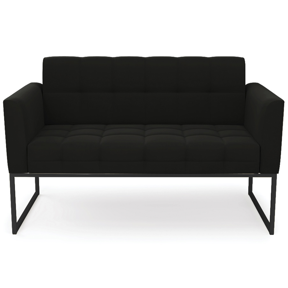 Sofá Namoradeira e 1 Poltrona Base Industrial Preto Ana Suede Preto - Ibiza