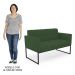 Sofá Namoradeira e 1 Poltrona Base Industrial Preto Ana Veludo Verde - Ibiza