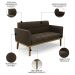 Sofá Namoradeira e 1 Poltrona Base Madeira Castanho Ana Suede Marrom - Ibiza