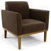 Sofá Namoradeira e 1 Poltrona Base Madeira Castanho Maressa Suede Marrom - Ibiza