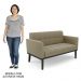 Sofá Namoradeira e 1 Poltrona Base Madeira Preto Ana Suede Marrom RT - Ibiza