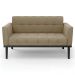 Sofá Namoradeira e 1 Poltrona Base Madeira Preto Ana Suede Marrom RT - Ibiza