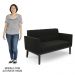 Sofá Namoradeira e 1 Poltrona Base Madeira Preto Ana Suede Preto - Ibiza