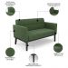 Sofá Namoradeira e 1 Poltrona Base Madeira Preto Ana Suede Verde - Ibiza