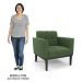 Sofá Namoradeira e 1 Poltrona Base Madeira Preto Ana Suede Verde - Ibiza