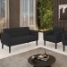 Sofá Namoradeira e 1 Poltrona Base Madeira Preto Ana Veludo Preto - Ibiza