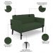 Sofá Namoradeira e 1 Poltrona Base Madeira Preto Ana Veludo Verde - Ibiza