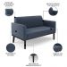 Sofá Namoradeira e 1 Poltrona Base Madeira Preto Maressa Suede Azul Marinho - Ibiza