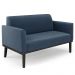 Sofá Namoradeira e 1 Poltrona Base Madeira Preto Maressa Suede Azul Marinho - Ibiza