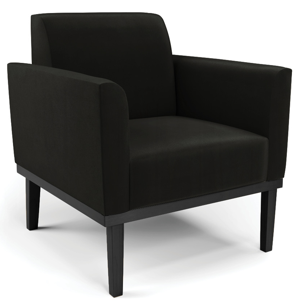 Sofá Namoradeira e 1 Poltrona Base Madeira Preto Maressa Suede Preto - Ibiza