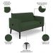 Sofá Namoradeira e 1 Poltrona Base Madeira Preto Maressa Veludo Verde - Ibiza