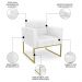 Sofá Namoradeira e 2 Poltronas Base Industrial Dourado Ana Sintético PU Branco - Ibiza