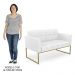 Sofá Namoradeira e 2 Poltronas Base Industrial Dourado Ana Sintético PU Branco - Ibiza
