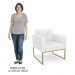 Sofá Namoradeira e 2 Poltronas Base Industrial Dourado Ana Sintético PU Branco - Ibiza
