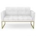 Sofá Namoradeira e 2 Poltronas Base Industrial Dourado Ana Sintético PU Branco - Ibiza
