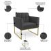 Sofá Namoradeira e 2 Poltronas Base Industrial Dourado Ana Sintético Preto - Ibiza