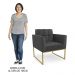 Sofá Namoradeira e 2 Poltronas Base Industrial Dourado Ana Sintético Preto - Ibiza