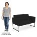 Sofá Namoradeira e 2 Poltronas Base Industrial Preto Ana Linho Preto - Ibiza