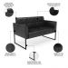 Sofá Namoradeira e 2 Poltronas Base Industrial Preto Ana Sintético PU Preto - Ibiza