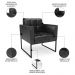 Sofá Namoradeira e 2 Poltronas Base Industrial Preto Ana Sintético PU Preto - Ibiza