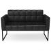 Sofá Namoradeira e 2 Poltronas Base Industrial Preto Ana Sintético PU Preto - Ibiza