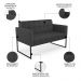 Sofá Namoradeira e 2 Poltronas Base Industrial Preto Ana Sintético Preto - Ibiza
