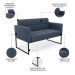 Sofá Namoradeira e 2 Poltronas Base Industrial Preto Ana Suede Azul Marinho - Ibiza