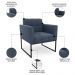 Sofá Namoradeira e 2 Poltronas Base Industrial Preto Ana Suede Azul Marinho - Ibiza