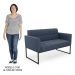Sofá Namoradeira e 2 Poltronas Base Industrial Preto Ana Suede Azul Marinho - Ibiza