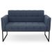 Sofá Namoradeira e 2 Poltronas Base Industrial Preto Ana Suede Azul Marinho - Ibiza