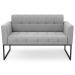 Sofá Namoradeira e 2 Poltronas Base Industrial Preto Ana Suede Cinza - Ibiza