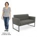 Sofá Namoradeira e 2 Poltronas Base Industrial Preto Ana Suede Grafite - Ibiza