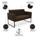 Sofá Namoradeira e 2 Poltronas Base Industrial Preto Ana Suede Marrom - Ibiza