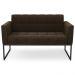 Sofá Namoradeira e 2 Poltronas Base Industrial Preto Ana Suede Marrom - Ibiza