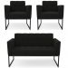 Sofá Namoradeira e 2 Poltronas Base Industrial Preto Ana Suede Preto - Ibiza
