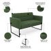 Sofá Namoradeira e 2 Poltronas Base Industrial Preto Ana Suede Verde - Ibiza