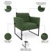 Sofá Namoradeira e 2 Poltronas Base Industrial Preto Ana Suede Verde - Ibiza
