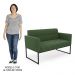 Sofá Namoradeira e 2 Poltronas Base Industrial Preto Ana Suede Verde - Ibiza