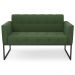 Sofá Namoradeira e 2 Poltronas Base Industrial Preto Ana Suede Verde - Ibiza